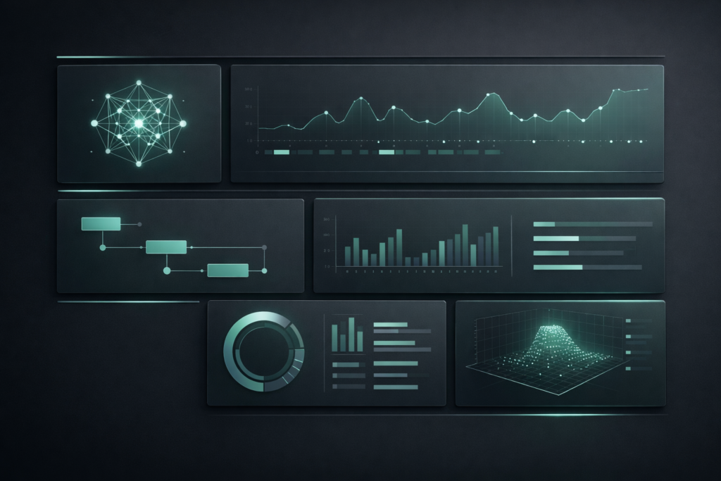 AI operating system transforming business chaos into a structured productivity dashboard with clear workflows and analytics for solopreneurs